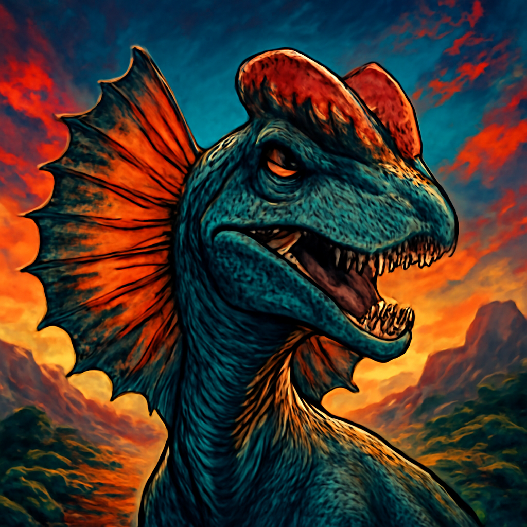 Dilophosaurus portrait
